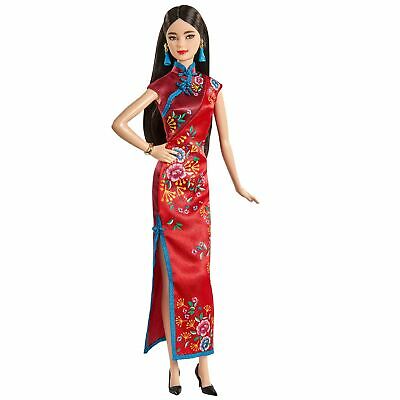 Barbie Signature Lunar New Year Doll (12-inch Brunette) Wearing Red Satin Che...