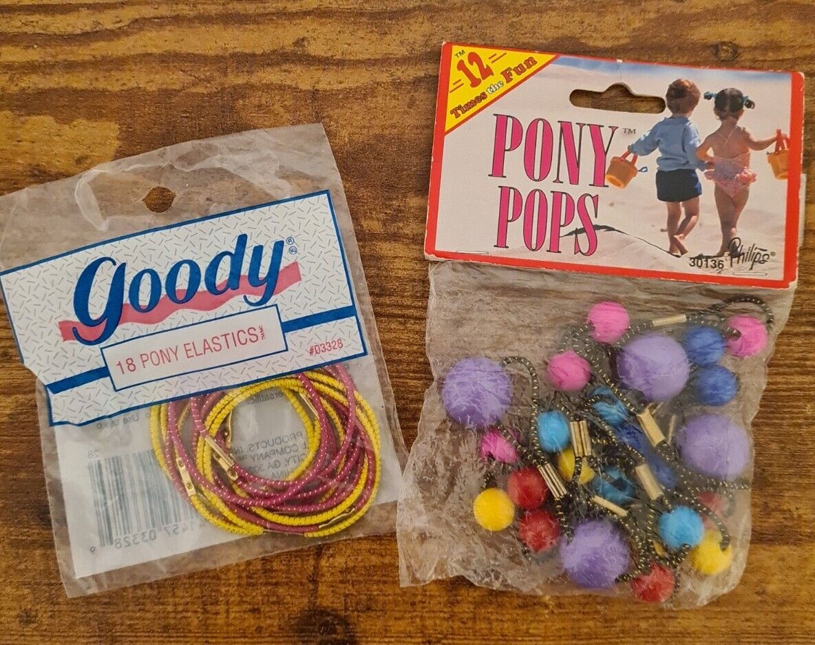 Vintage Goody Twin Bead Ponytail Hair Clip Barrette Tie 1996 1998 Elastic Lot